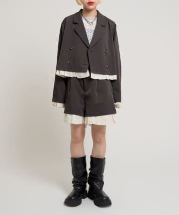 w closet(ダブルクローゼット) 【セットアップ対応】ショートフリルジャケット