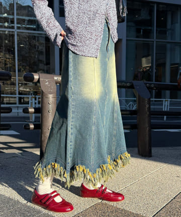 CIAOPANIC(チャオパニック) 裾フリンジデニムマーメイドスカート