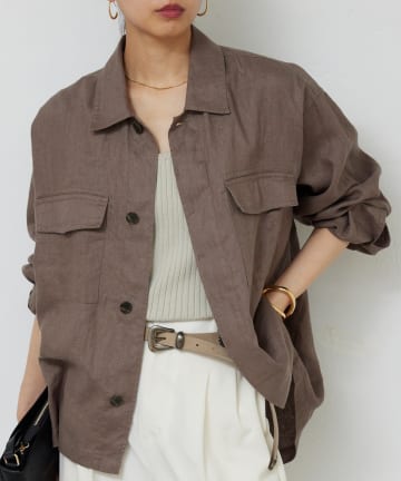 GALLARDAGALANTE(ガリャルダガランテ) 【近日予約開始】リネンミリタリーシャツブルゾン