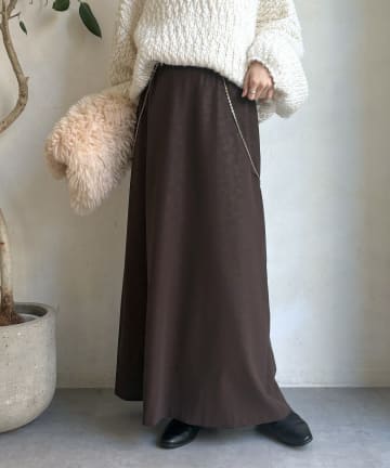 OUTLET(アウトレット) 【DouDou】ヴィンテージフェイクレザーセミフレアスカート