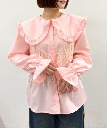 OUTLET(アウトレット) 【w closet】配色BIGカラーブラウス