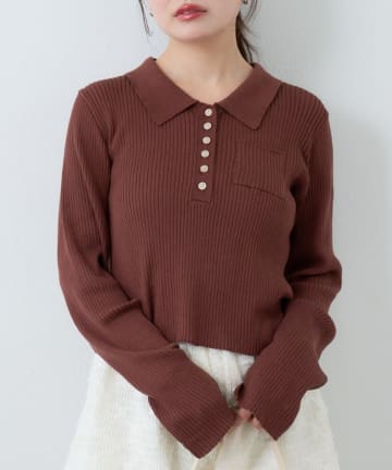 OUTLET(アウトレット) 【Kastane】ポロリブニット