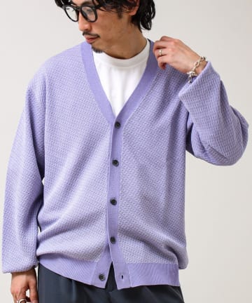 FREDY & GLOSTER(フレディ アンド グロスター) 【シャリ感で軽やか】バーズアイVネック crunchyカーデ