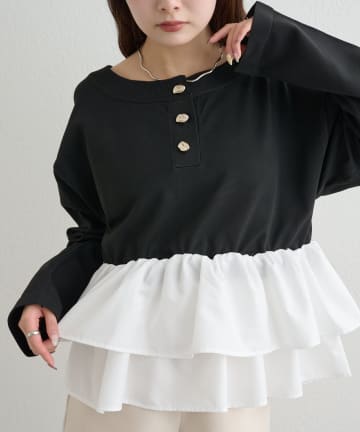 mystic(ミスティック) ペプラムヘンリーニット