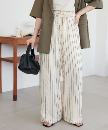 DISCOAT(ディスコート) 【marusara】モールストライプイージーパンツ