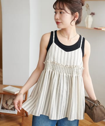 DISCOAT(ディスコート) 【marusara】シアーストライプキャミチュニック