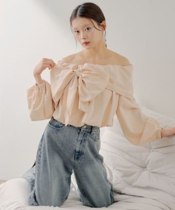 Chico(チコ) オフショルリボンバルーンブラウス