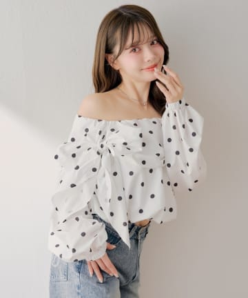 Chico(チコ) オフショルリボンバルーンブラウス