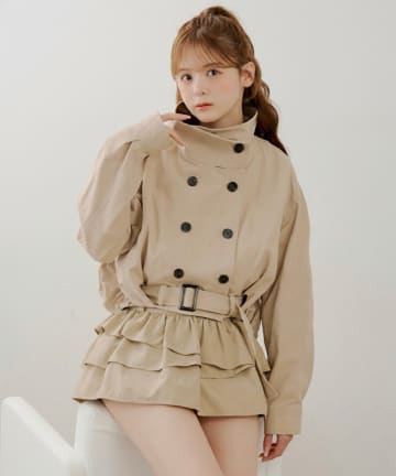 Chico(チコ) スタンドネックバルーンショートトレンチコート