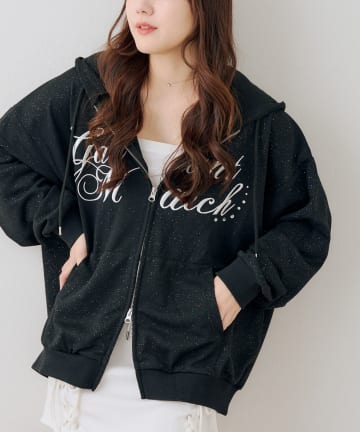 Remind me and forever(リマインドミーアンドフォーエバー) ロゴ刺繍ラメ裏毛パーカー