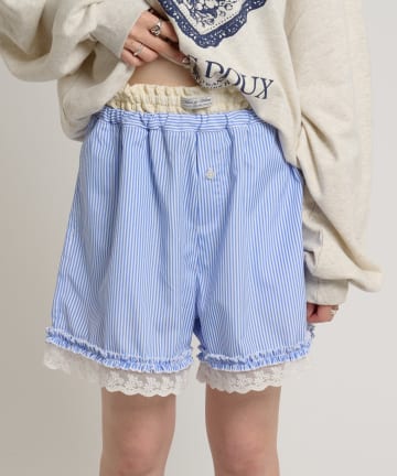 w closet(ダブルクローゼット) ストライプショートパンツ