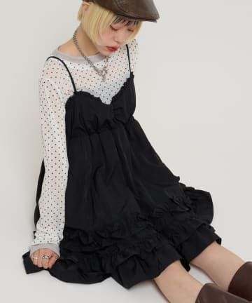 w closet(ダブルクローゼット) フリルミニキャミワンピース