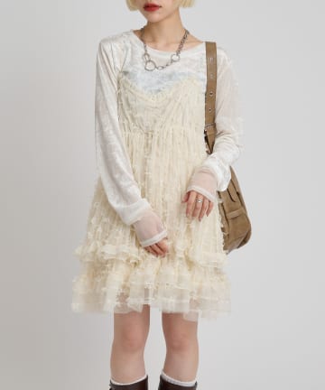w closet(ダブルクローゼット) チュールリボンミニキャミワンピース