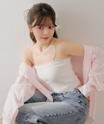 Chico(チコ) カップ付きレースベアチューブトップ