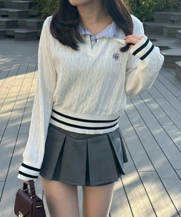 Remind me and forever(リマインドミーアンドフォーエバー) スキッパー布帛ポロニット