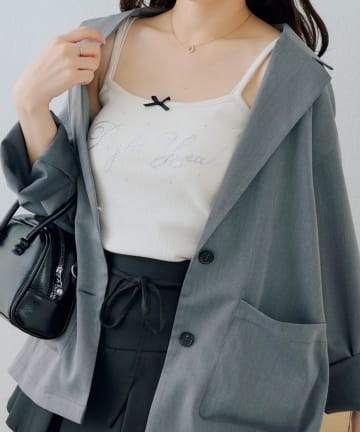 Remind me and forever(リマインドミーアンドフォーエバー) ラインストーンロゴキャップ付キャミ