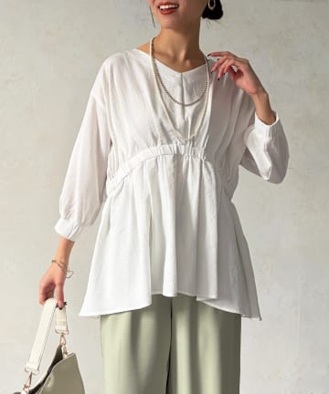 Chez toi(シェトワ) ギャザーペプラムチュニック