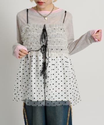 w closet(ダブルクローゼット) ドットチュールキャミ