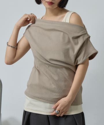 -goocy-(グーシー) テレコドレープレイヤードトップス