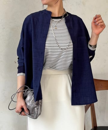 un dix cors(アンディコール) バックテープ麻調シャツ