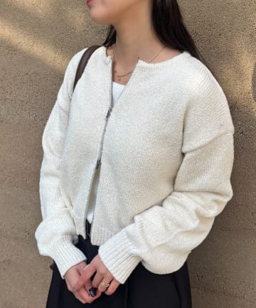 COLONY 2139(コロニー トゥーワンスリーナイン) 【PIKO企画】ミニブークレWジップカーディガン