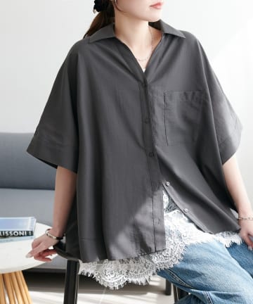 DISCOAT(ディスコート) スキッパー前開きシャツ5S