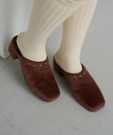 OUTLET(アウトレット) 【Kastane】ハラコラウンドスタッズミュール