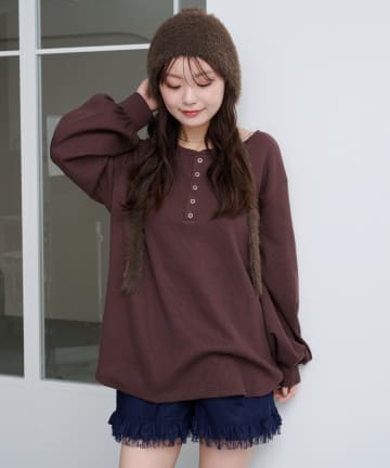 OUTLET(アウトレット) 【Kastane】ワッフルヘンリープルオーバー