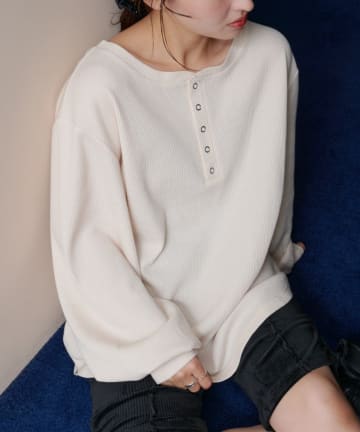 OUTLET(アウトレット) 【Kastane】ワッフルヘンリープルオーバー