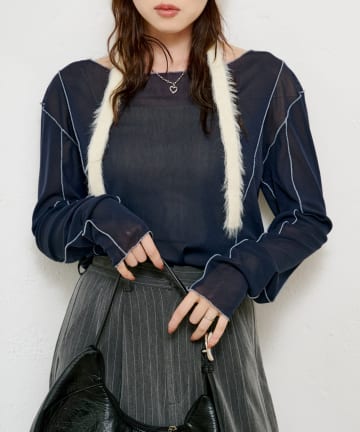 OUTLET(アウトレット) 【Kastane】パイピングシアープルオーバー