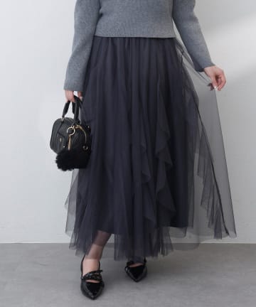 one after another NICE CLAUP(ワンアフターアナザー ナイスクラップ) チュールフリルロングスカート