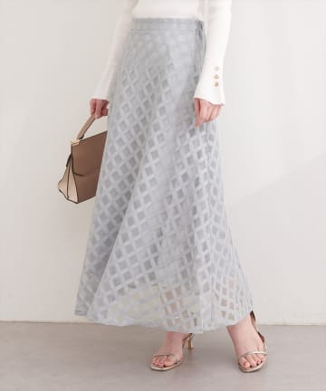 natural couture(ナチュラルクチュール) シアーチェックバイヤススカート