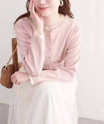 natural couture(ナチュラルクチュール) お家で洗える配色ちび釦カーディガン