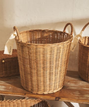 salut!(サリュ) 《WEB限定再入荷》ラタン持ち手付ラウンドバスケット