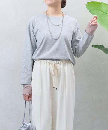 Jena　espace merveilleux(ジェナ　エスパスメルヴェイユ) 袖シアー配色カットソー