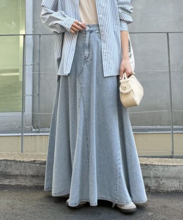 CIAOPANIC TYPY(チャオパニックティピー) リメイク風柔らかデニムロングフレアスカート