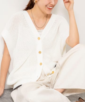 NOLLEY'S(ノーリーズ) 【WEB限定】《手洗い可能》ペーパーヤーン2WAYベスト