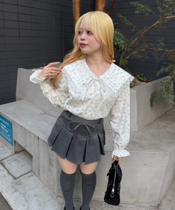 NICE CLAUP / OLIVE des OLIVE OUTLET(ナイスクラップ  / オリーブ デ オリーブ アウトレット) 【Another Branch】ピンタック&レースでか衿ブラウス