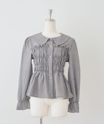 NICE CLAUP / OLIVE des OLIVE OUTLET(ナイスクラップ  / オリーブ デ オリーブ アウトレット) 【ANOTHER BRANCH】シャーリング衿付ブラウス