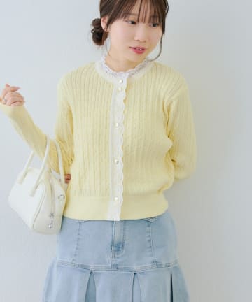 NICE CLAUP / OLIVE des OLIVE OUTLET(ナイスクラップ  / オリーブ デ オリーブ アウトレット) 【Another Branch】ケーブルレース付カーディガン