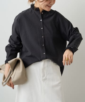 PUAL CE CIN(ピュアルセシン) 襟袖プリーツレースブラウス