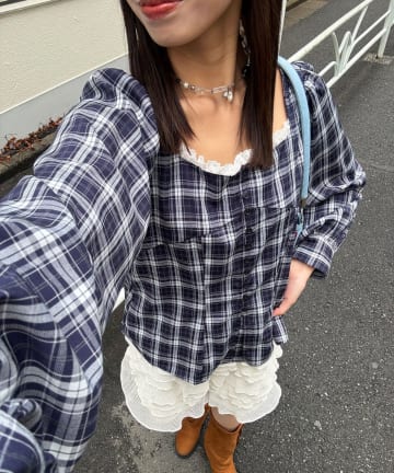 CIAOPANIC(チャオパニック) 【neutral by ciaopanic】スクエアネックシャーリングブラウス