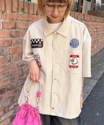 CIAOPANIC TYPY(チャオパニックティピー) 【SOUNDS GOOOOD】ワッペンストライプシャツ