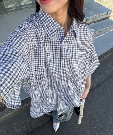 CIAOPANIC(チャオパニック) チェックサッカー半袖シャツ