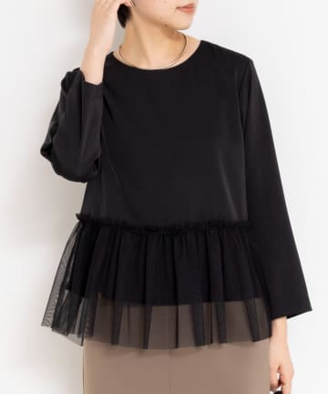 NOLLEY'S(ノーリーズ) オトナサテンペプラムブラウス