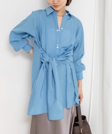 NOLLEY'S(ノーリーズ) ウォッシャブルウエストリボン2WAYロングシャツ