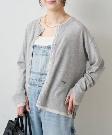 PUAL CE CIN(ピュアルセシン) レイヤード風配色ニットカーディガン