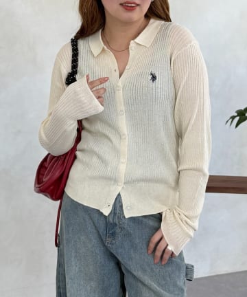 CPCM(シーピーシーエム) 【U.S. POLO ASSN.】シアーリブカーディガン