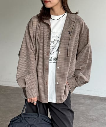 CPCM(シーピーシーエム) 【U.S. POLO ASSN.】シアサッカーフードシャツ