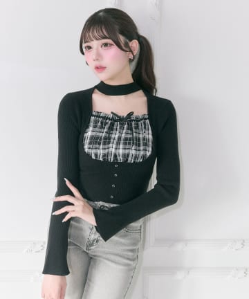 Belle Charme(ベルシャルム) Choker Design Rib Knit
